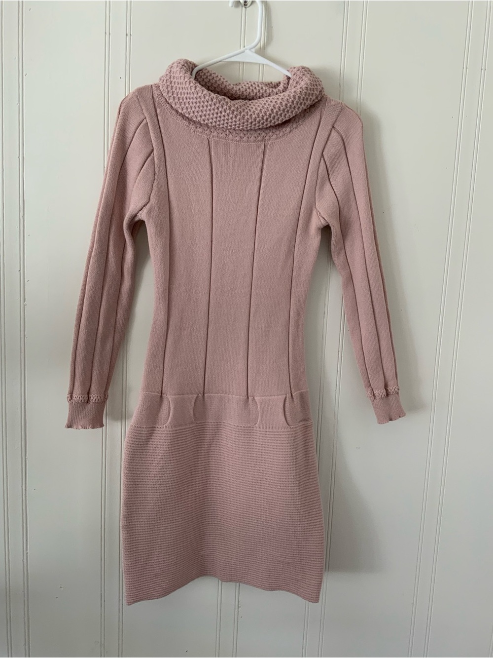 Cowl Neck Long Sleeve Knit Dress - Dusty Rose